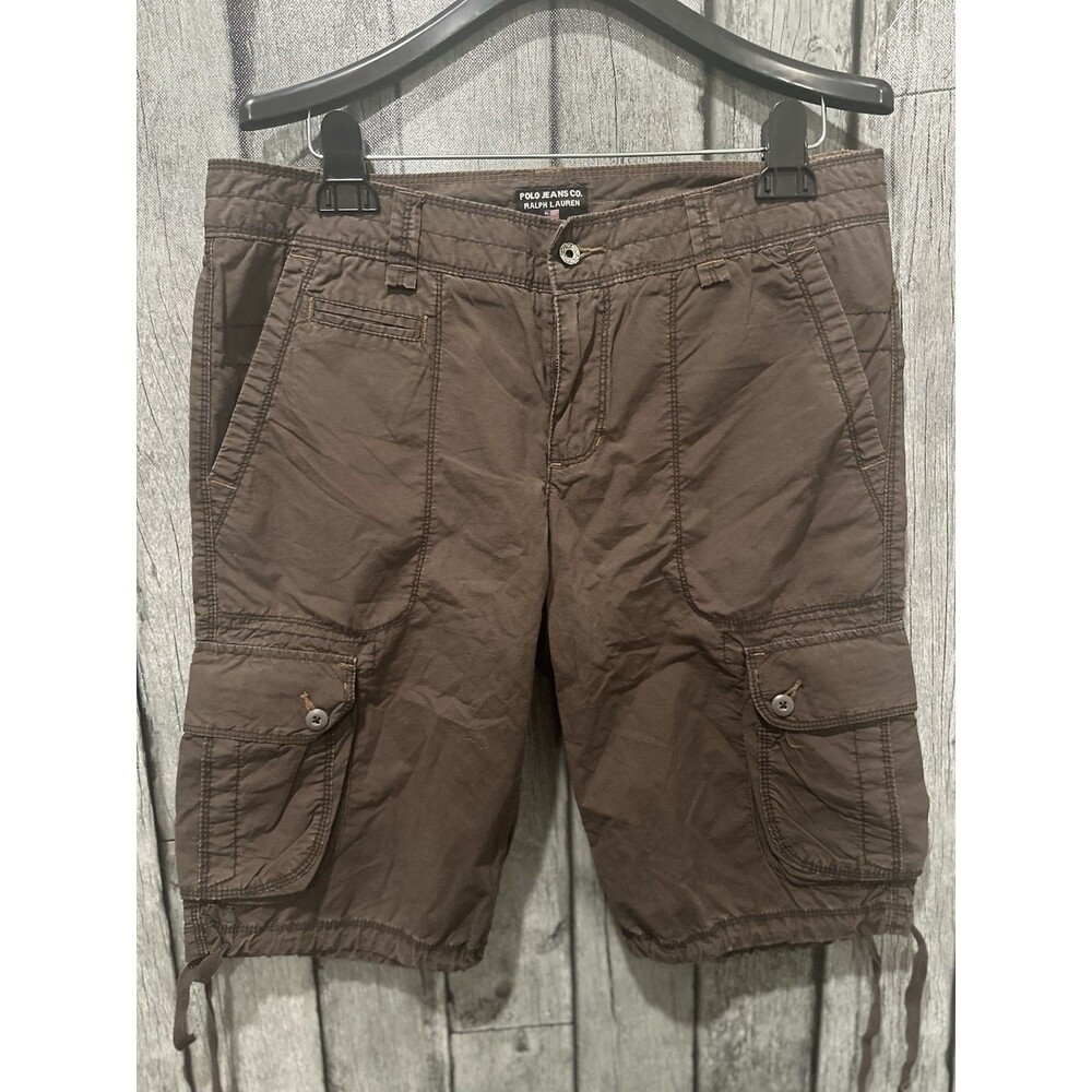 VTG Polo Jeans Company Ralph Lauren MFG Shorts Brown Bermuda Tie Leg Size 10